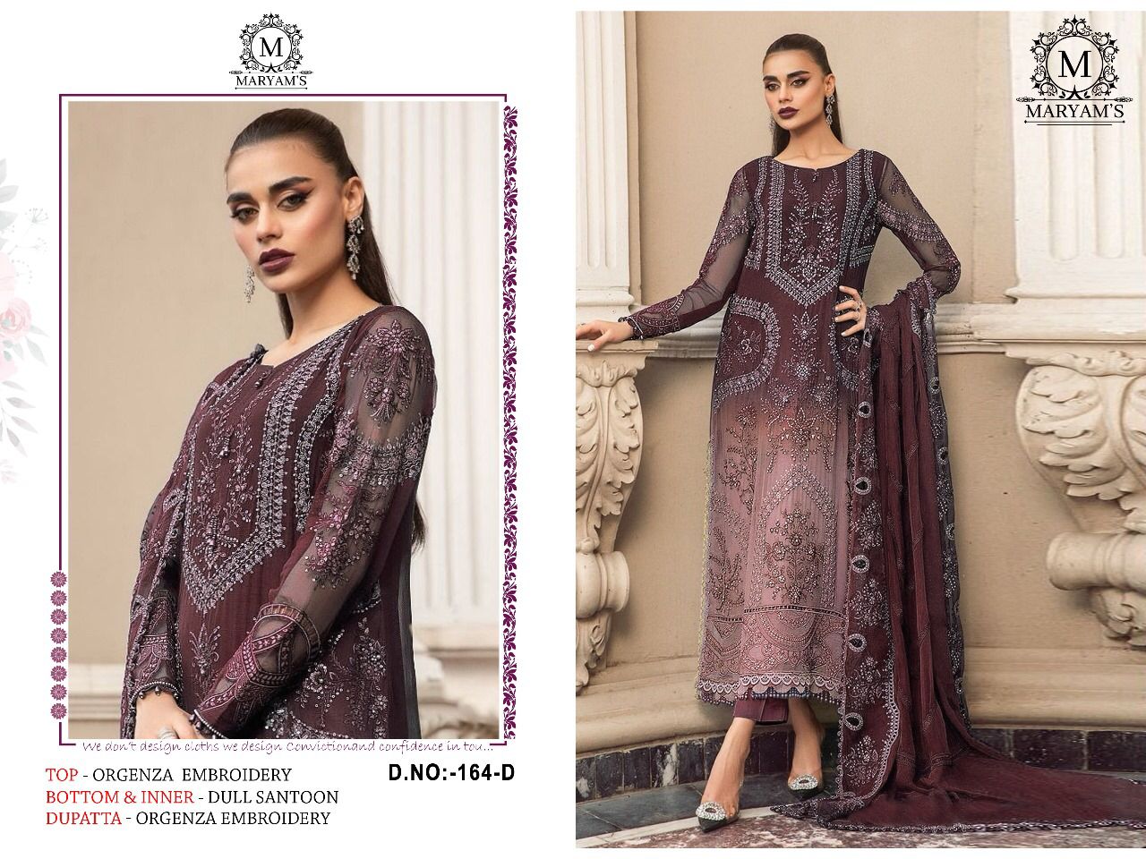 Maryams 164 Organza Embroidery Pakistani Salwar Suits Wholesalers In Delhi
